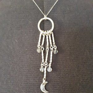 925 sterling silver labradorite moon tassel necklace